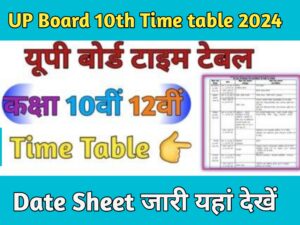 UP Board Time Table Download Exam Date 2024:-