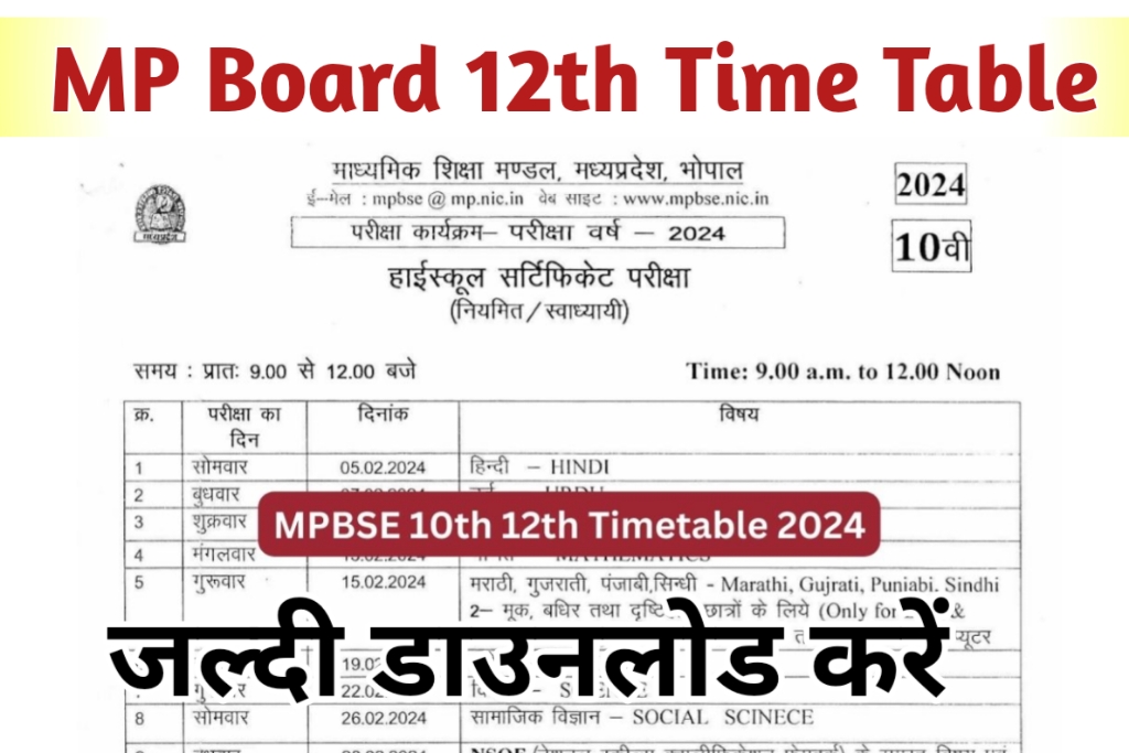 mp boarrd time table