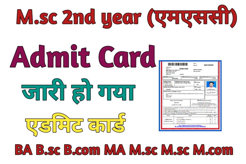 M.sc 2nd Year Admit Card