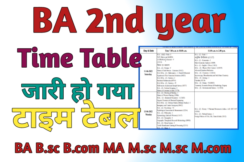 BA 2nd year Time Table