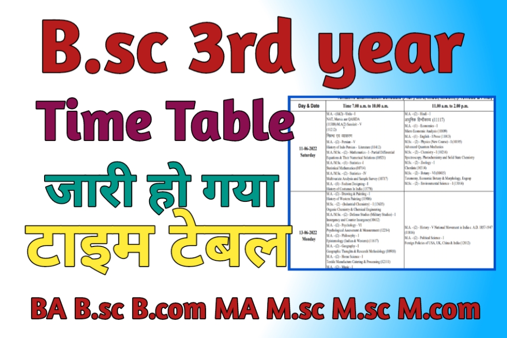 Bsc 3rd year Time Table