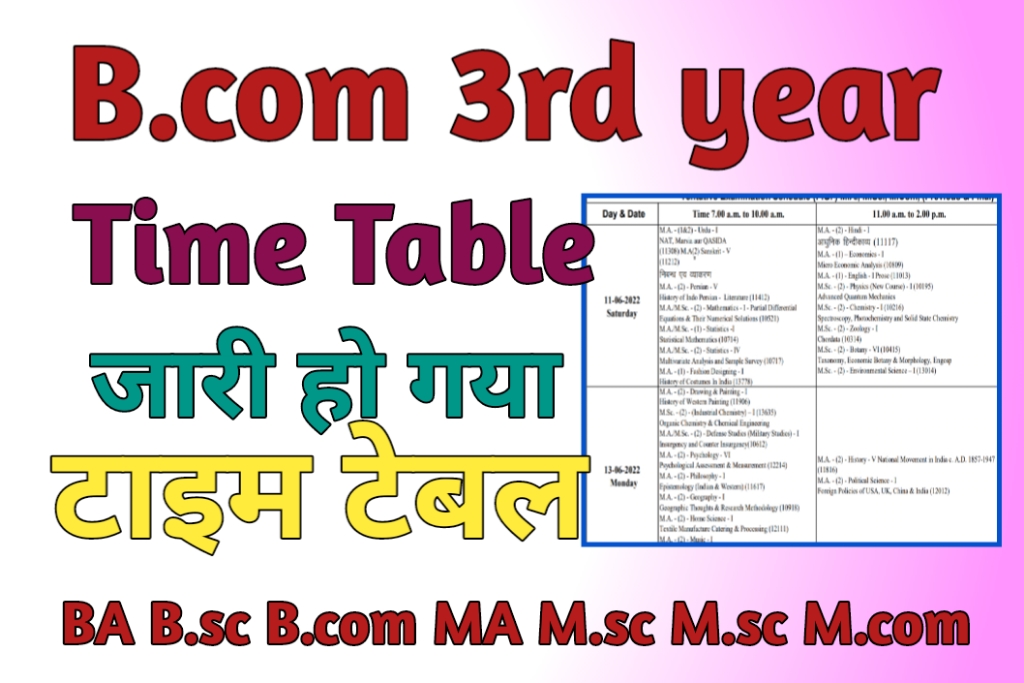 Bcom 3rd year Time Table