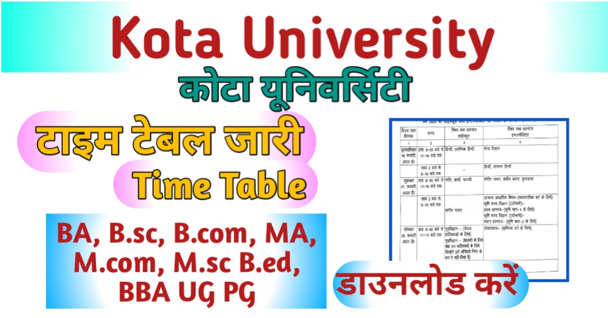 Kota University Time Table 2023