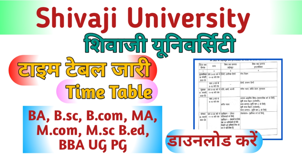 Shivaji University Time Table 2023
