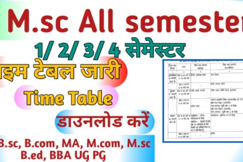 Msc Semester Time Table 2023