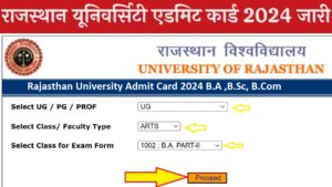 Rajasthan University Admit Card 2024 B.A ,B.Sc, B.Com