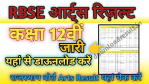 RBSE 12th Arts Result 2024: