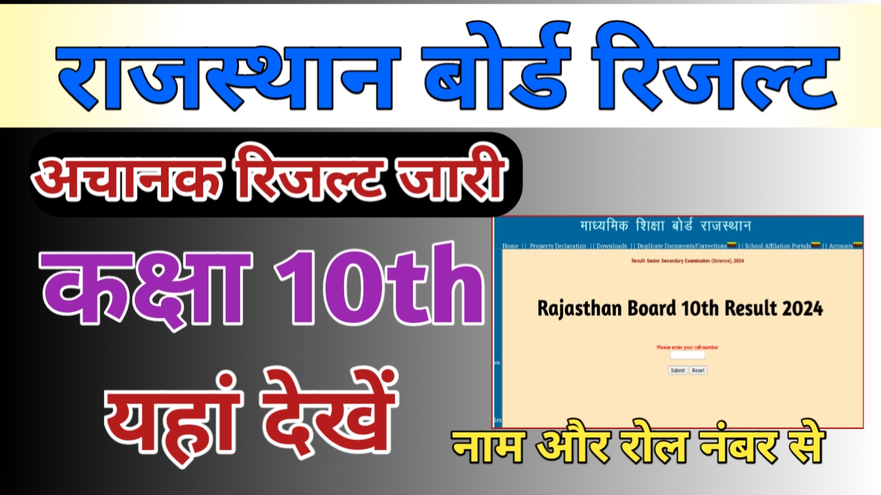 RBSE Board Class 10th Result 2024