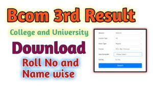B.com 3rd year Result 2024 Download
