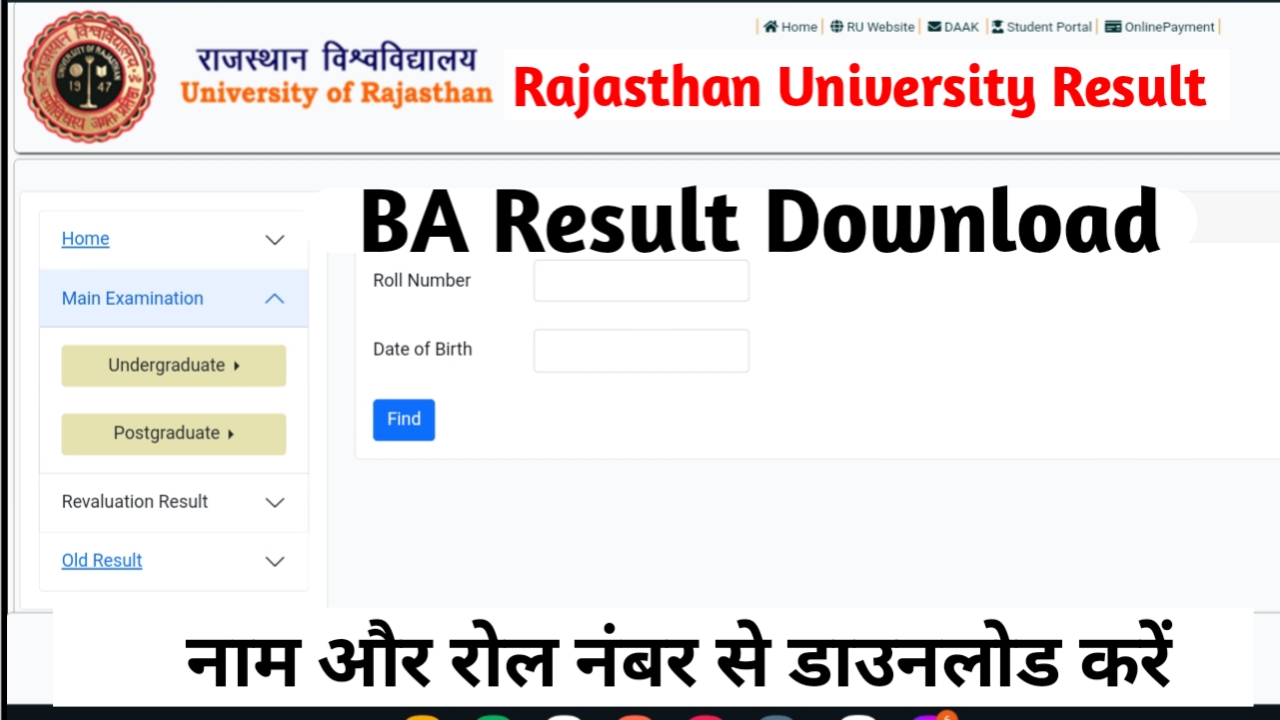 Rajasthan University BA Result 2024