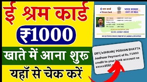 E Shram Card Bhatta 2024: ई श्रम कार्ड धारकों को 1000 रूपये भत्ता हुआ जारी ऐसे चेक करें स्टेटस