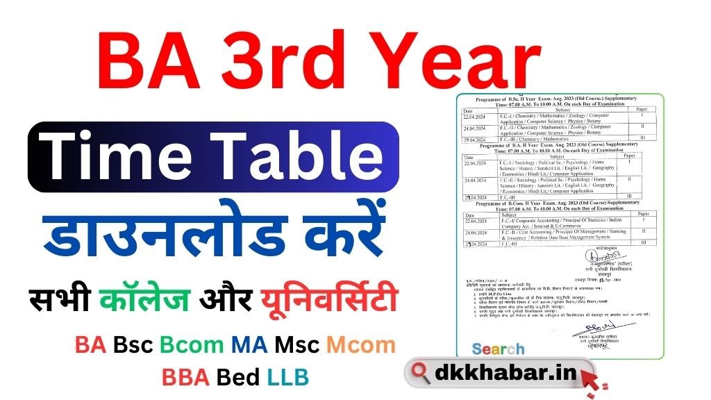 BA 3rd year Time Table
