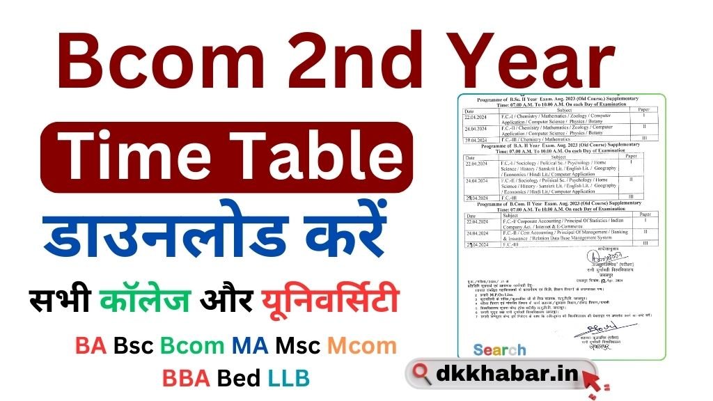 Bcom 2nd year Time Table