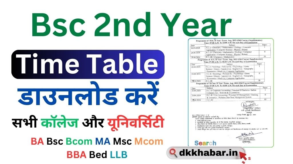 Bsc 2nd year Time Table