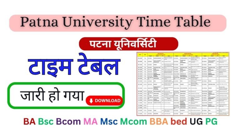 Patna University Time Table 2025 {patnauniversity.ac.in} BA BSc BCom ...
