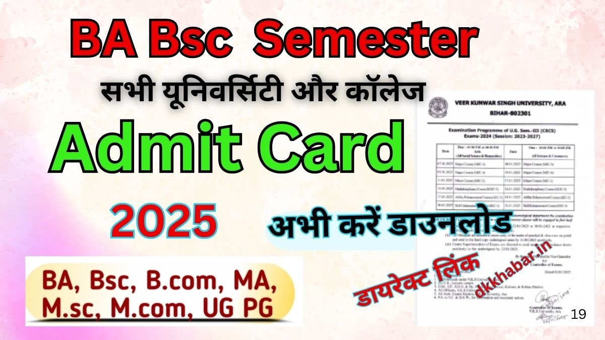 BA Bsc Bsc Semester Admit Card 2025