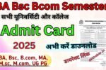 BA Bsc Bcom Semester Admit Card 2025