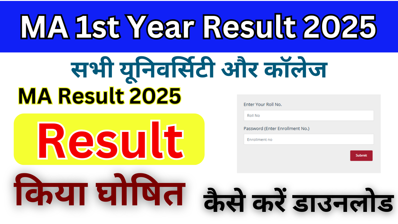 MA 1st year Result 2025, (एमए प्रथम वर्ष का परिणाम 2025) जारी किया, जल्दी यहां डाउनलोड करें
