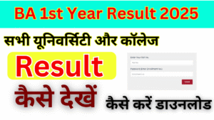 BA 1st Year Result 2025, (बीए द्वितीय वर्ष परिणाम) 2025 जारी, किया यहां चेक करें University wise